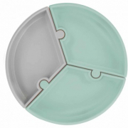 MINIKOIOI - Силиконова чиния с вакуум от три части ментово зелено и сиво