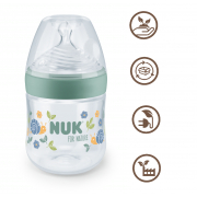 NUK for NATURE Шише РР Temperature Control 150мл. със силиконов биберон 0+ S зелено