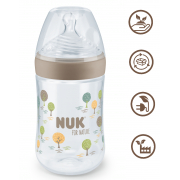 NUK for NATURE Шише РР Temperature Control 260мл. със силиконов биберон М  кремаво