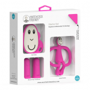 Matchstick Monkey силиконови чесалки с антимикробна технология - Pink